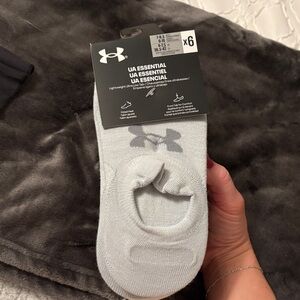 Under Armour Light Gray/White/Black No-Show Socks - 6 Pack